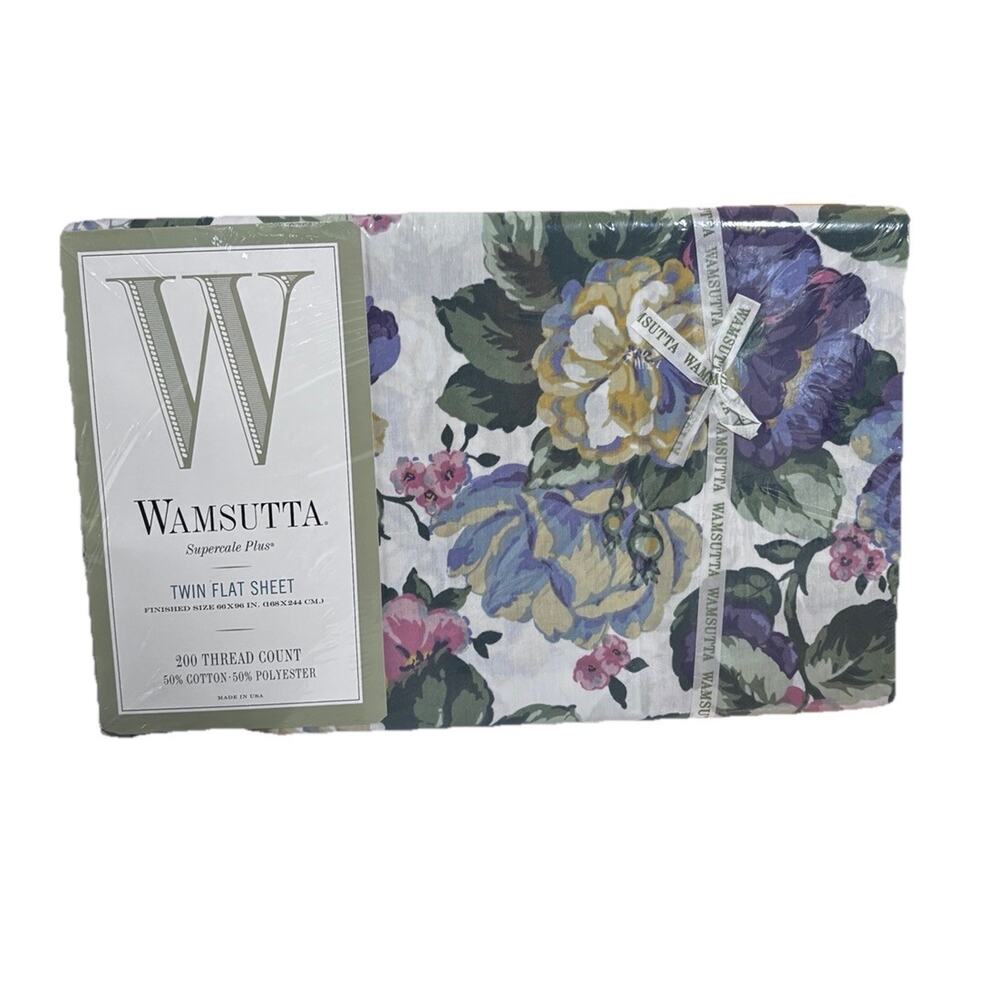 VTG WAMSUTTA Supercale Plus Clarissa Twin Flat Sheet Cottage Floral 86583